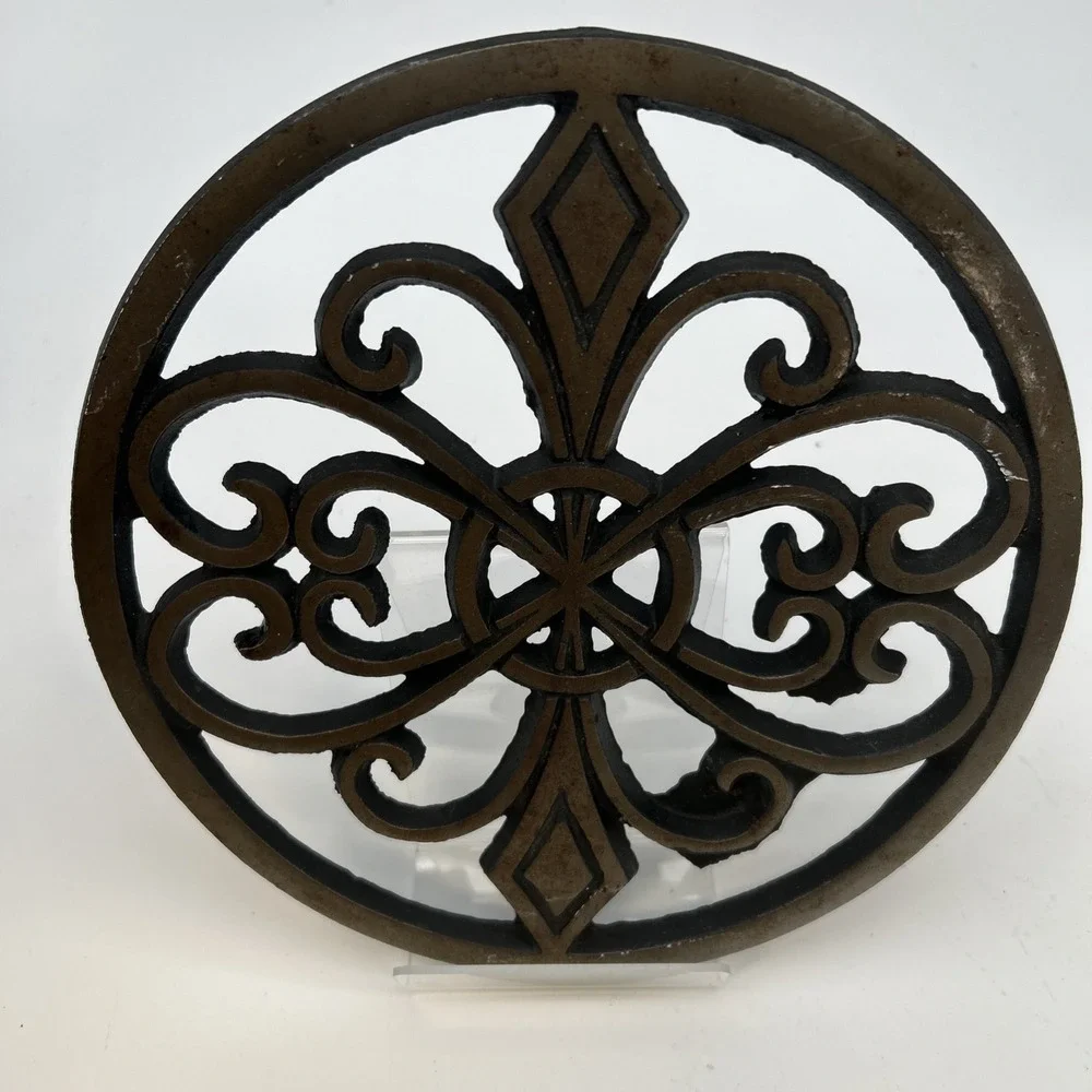 Heavy Duty Cast Iron Trivet – 8 Inch Round Metal Hot Pot Stand,